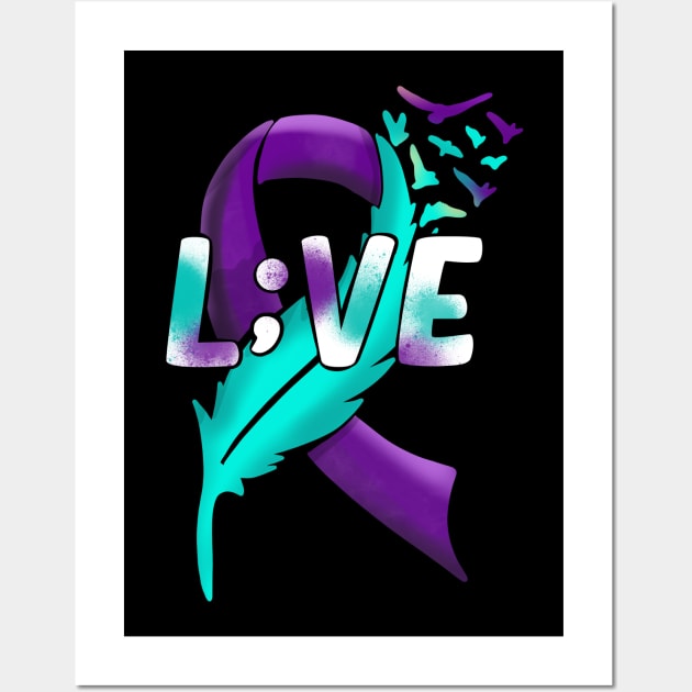 Suicide Awareness Semicolon Live L;ive Wall Art by Therapy for Christians